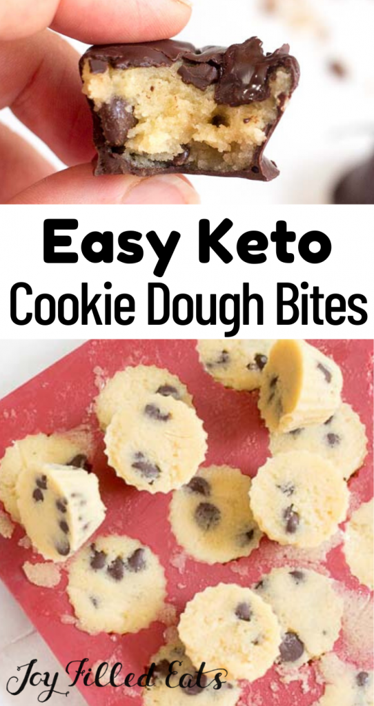 pinterest image for keto frozen cookie dough bites