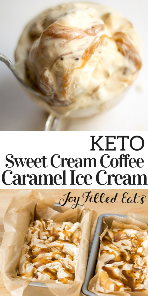 pinterest image for keto caramel coffee ice cream