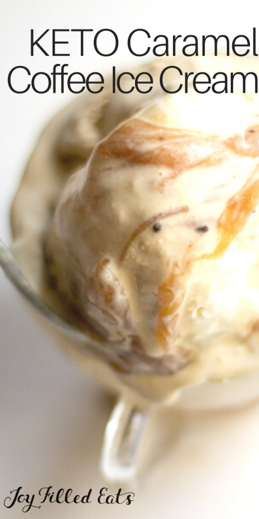 pinterest image for keto caramel coffee ice cream