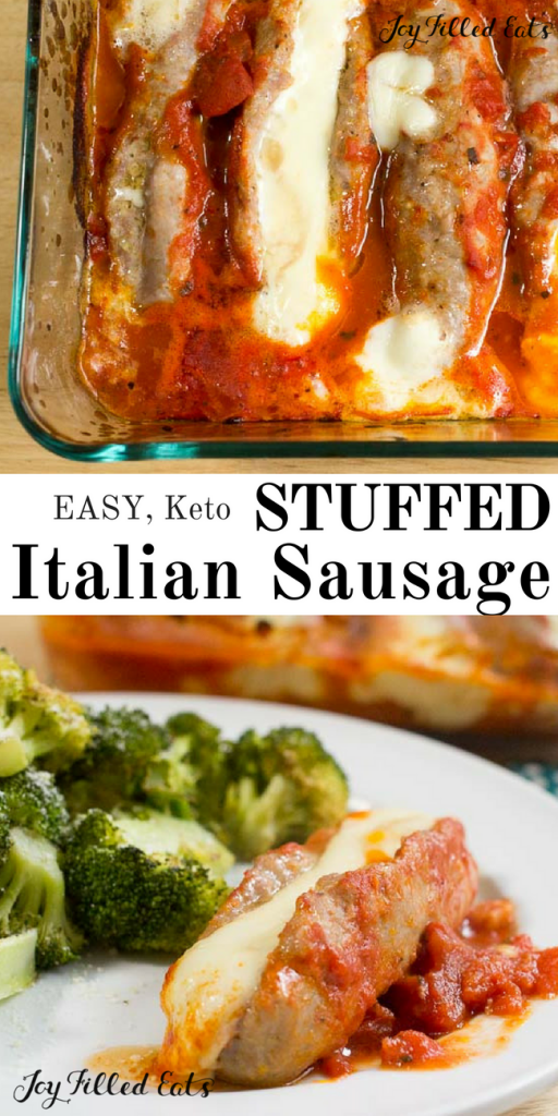pinterest image for keto stuffed Italian sausage