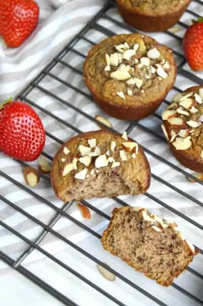 Low carb keto gluten free strawberry almond muffins
