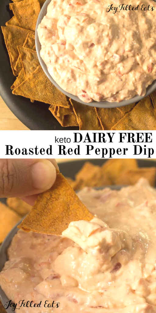pinterest image for keto dairy free roasted red pepper dip