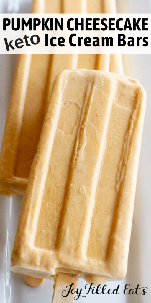 pinterest image for keto pumpkin cheesecake ice cream bars