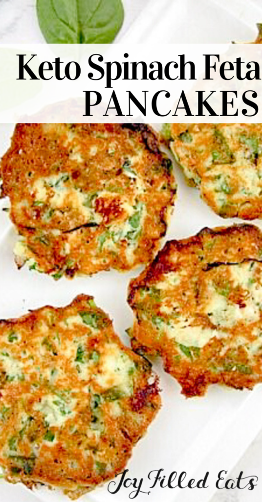 pinterest image for spinach feta savory pancakes
