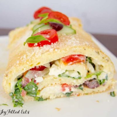 close up on Greek Salad Roulade