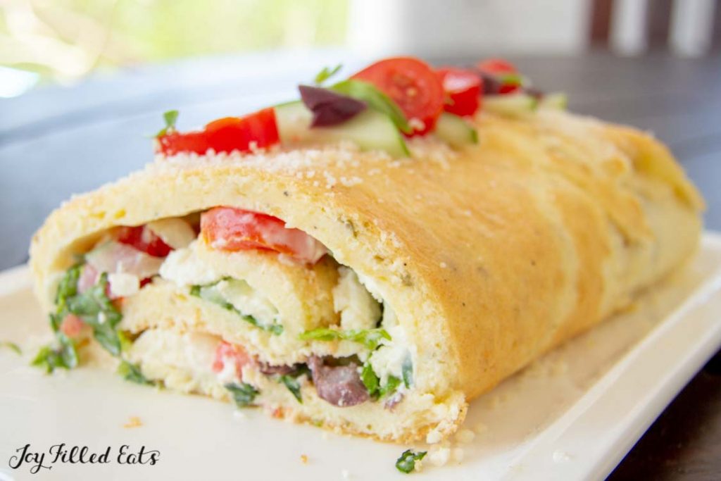 close up on Greek salad Roulade