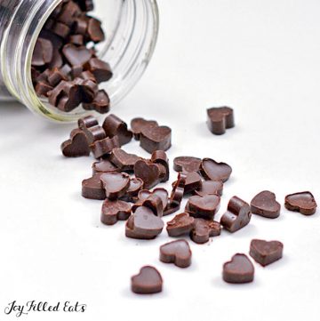 sugar free chocolate chips in heart shapes