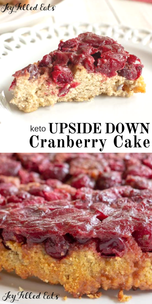 pinterest image for keto upside down cranberry cake