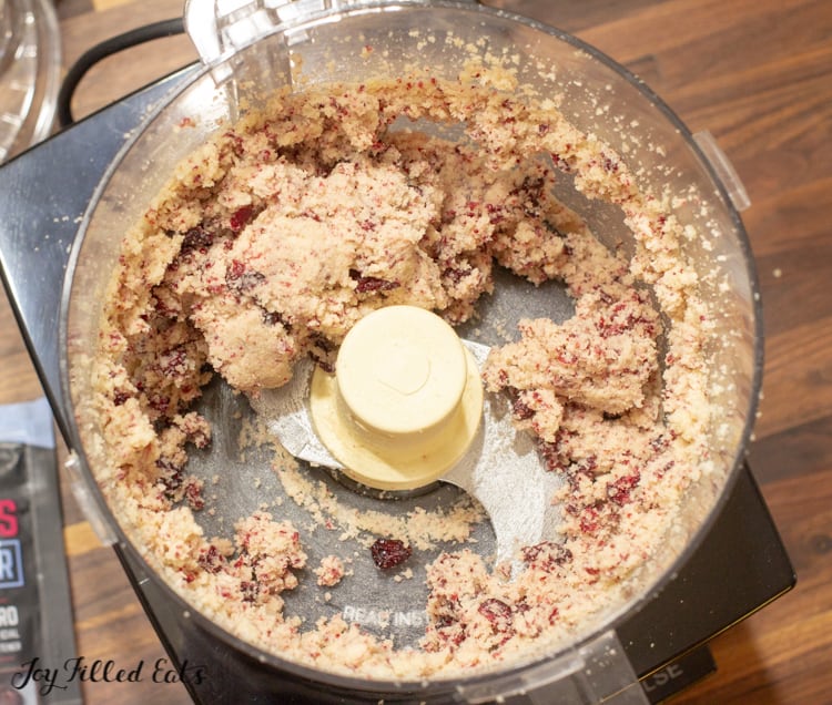 cranberry cookie batter mixed in food processor