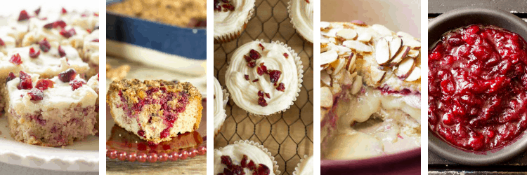 collage of images for cranberry inspired recipes
