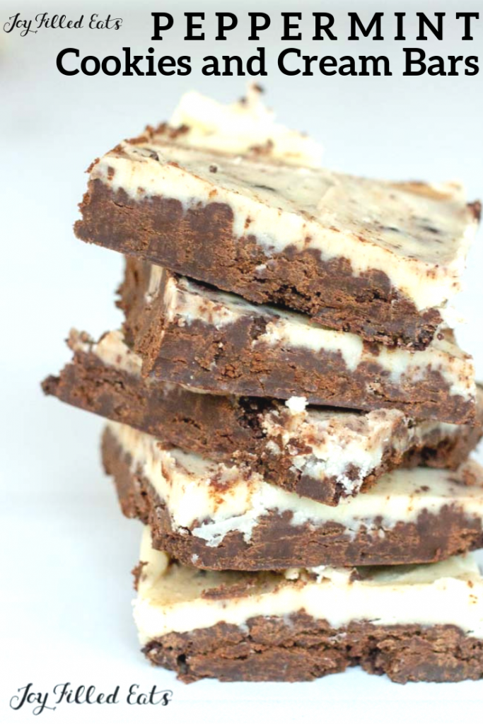 pinterest image for keto peppermint cookies and cream bars