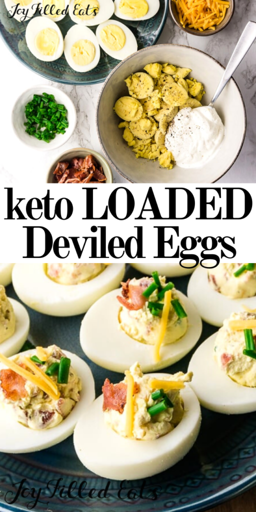 pinterest image for keto loaded deviled eggs