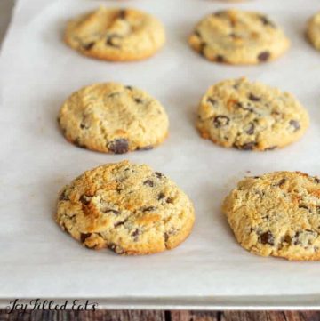 eggless cookies on a parchment lined baking sheet