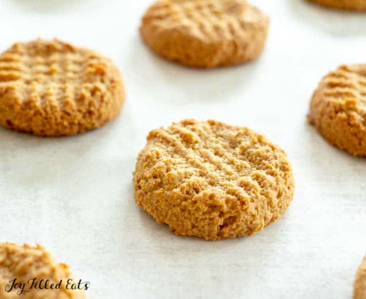peanut butter cookies arranged on surface close up