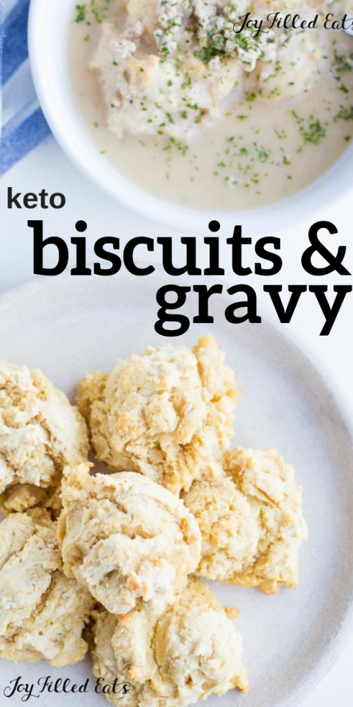 pinterest image for keto biscuits & gravy