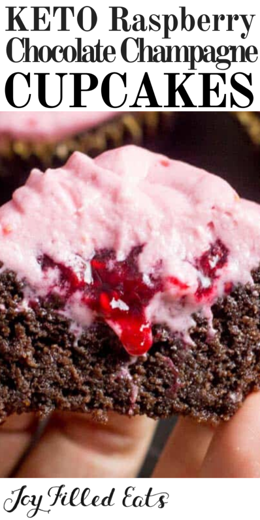 pinterest image for raspberry chocolate champagne cupcakes