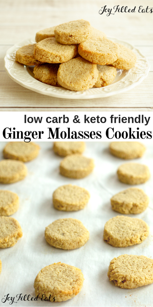 pinterest image for keto ginger molasses cookies