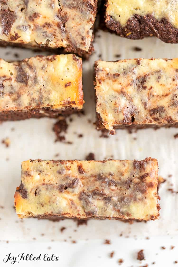 cheesecake brownie bars close up