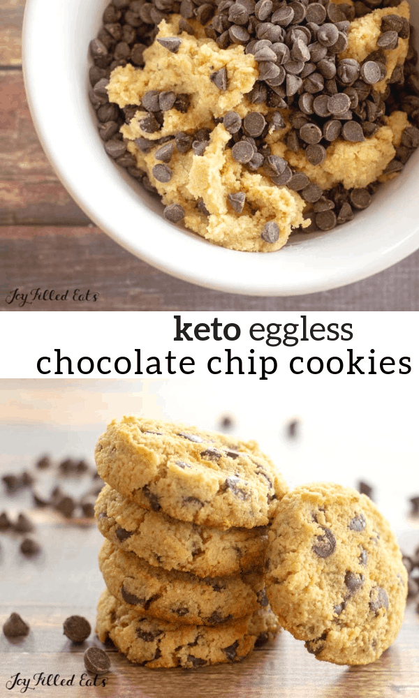 pinterest image for keto eggless chocolate chip cookies