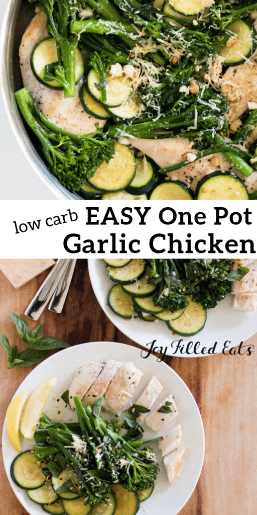 pinterest image for one pot garlic chicken