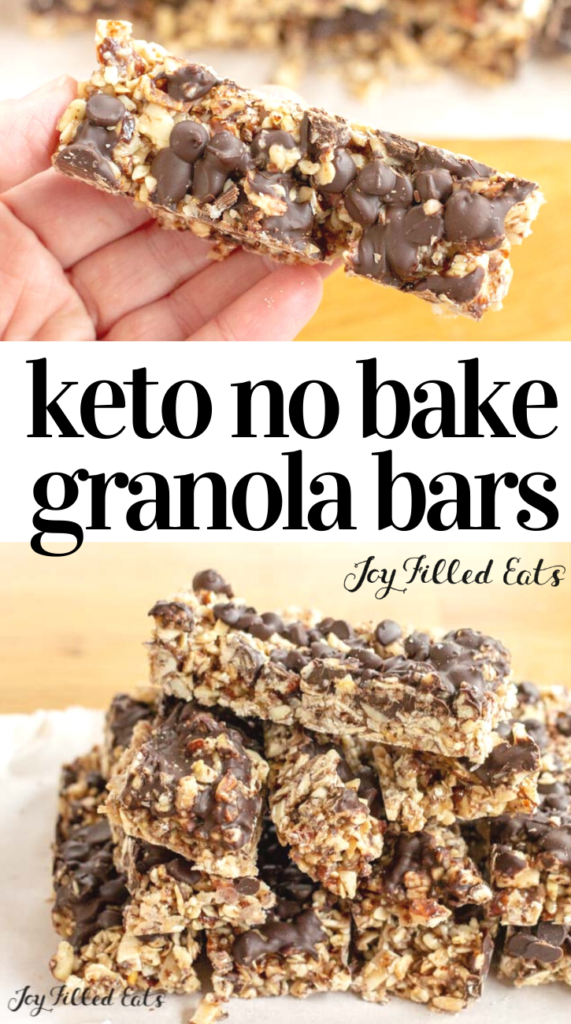 pinterest image for no bake keto granola bars