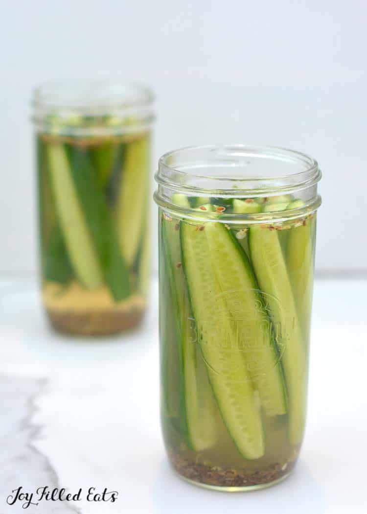 jarred pickles with brine