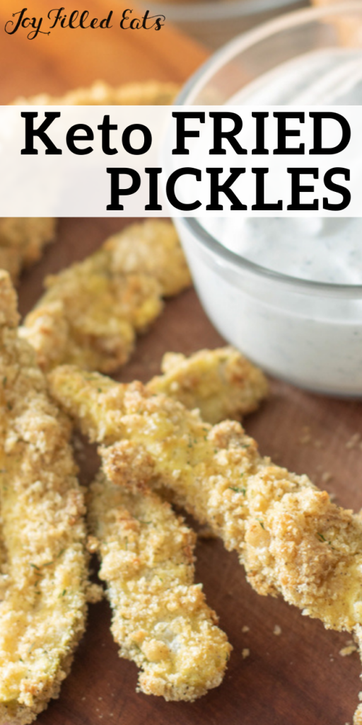 pinterest image of low carb fried pickles