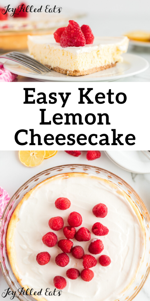 pinterest image for keto lemon cheesecake with sour cream topping