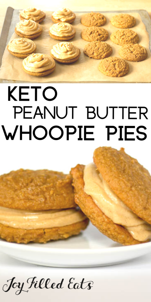 pinterest image for keto peanut butter whioopie pies