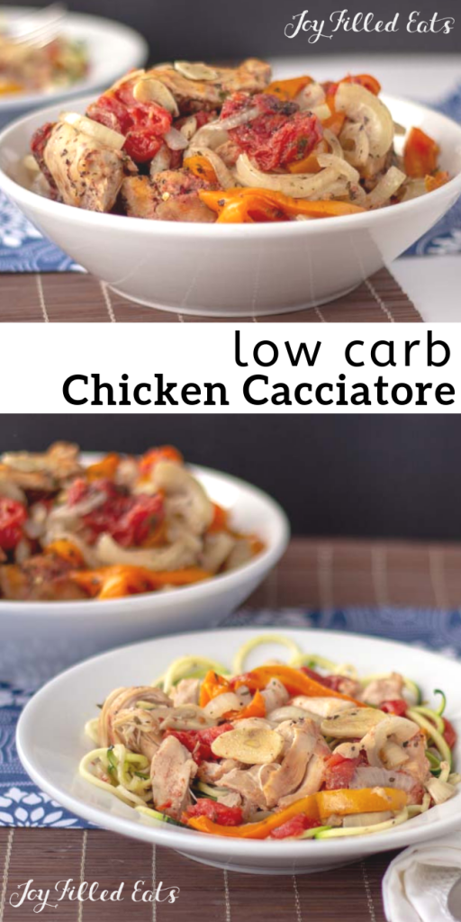 pinterest image for low carb chicken cacciatore