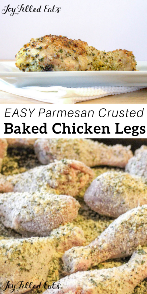 pinterest image for Parmesan crusted keto chicken legs