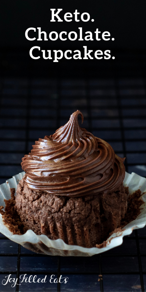 pinterest image for keto chocolate cupcakes