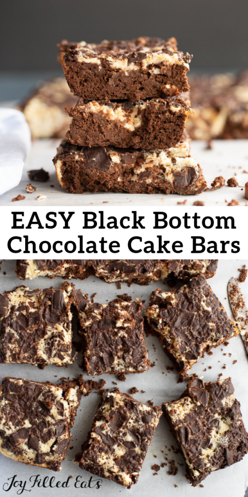 pinterest image for keto black bottom chocolate cake bars