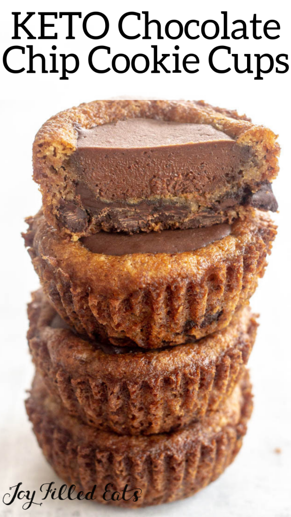 pinterest image for keto chocolate chip cookie cups