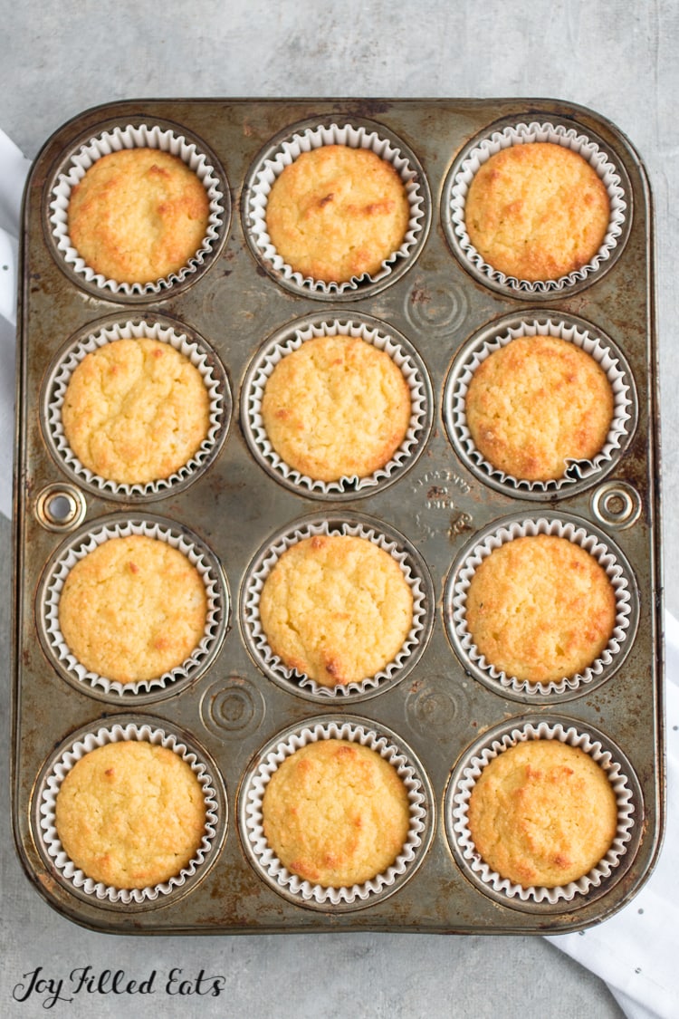 muffin tin filled with keto cupcakes