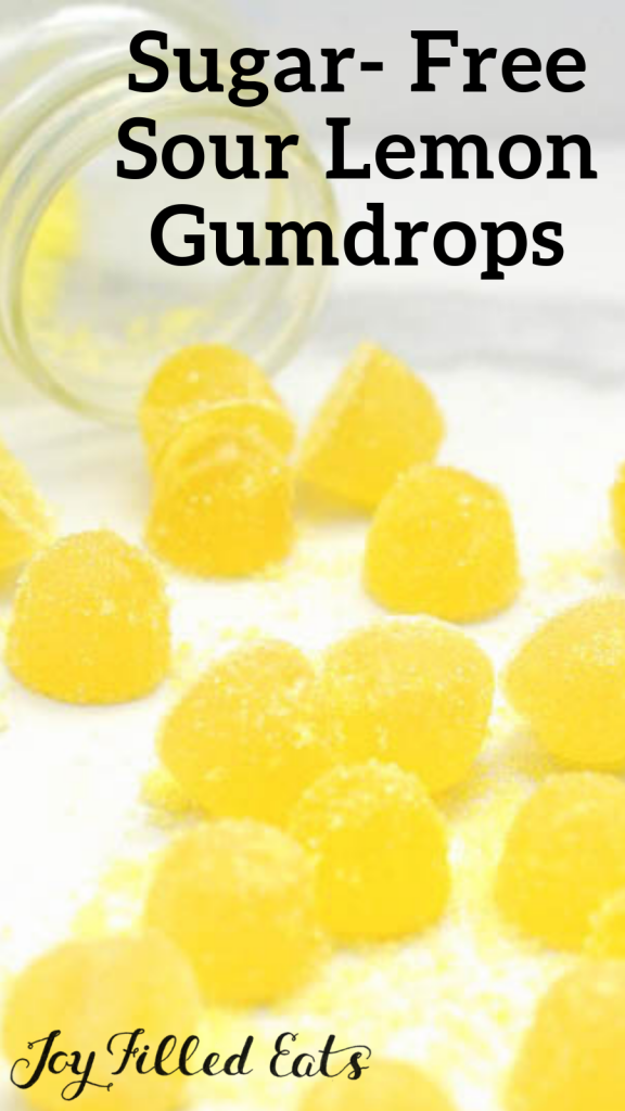 pinterest image for sugar free sour lemon gumdrops