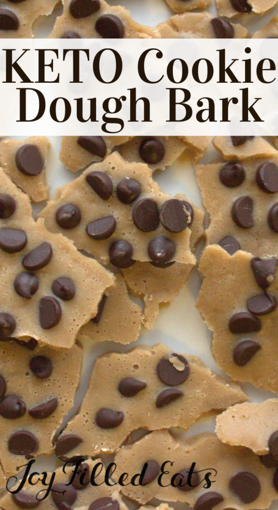 pinterest image for keto chocolate chip cookie dough bark