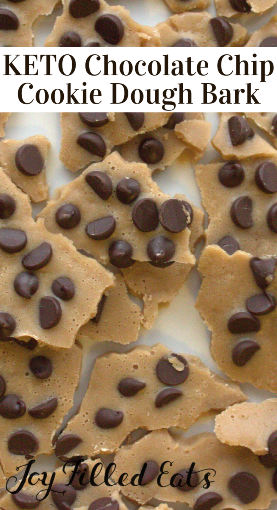 pinterest image for keto chocolate chip cookie dough bark