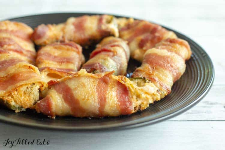 Bacon Ranch Jalapeno Poppers on a black plate