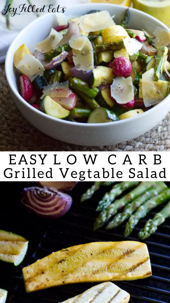 pinterest image for low carb grilled vegetable salad