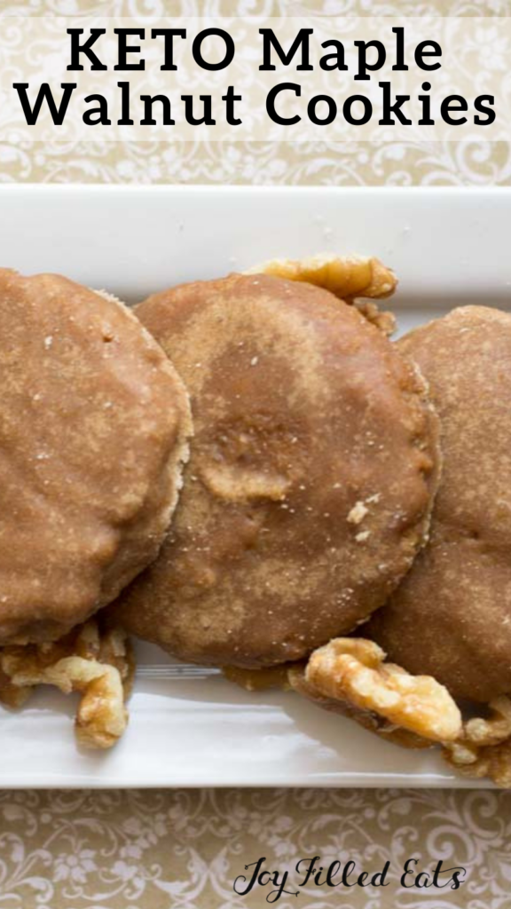 pinterest image for keto maple walnut cookies