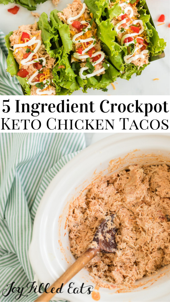 pinterest image for keto crockpot chicken tacos