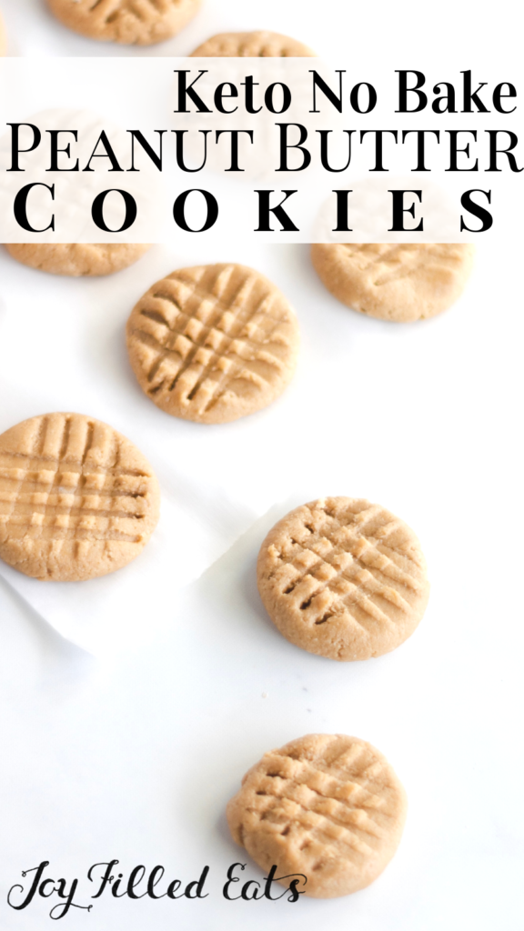 pinterest image for keto no bake peanut butter cookies
