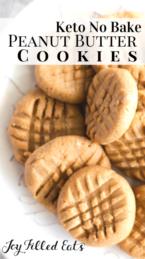 pinterest image for keto no bake peanut butter cookies