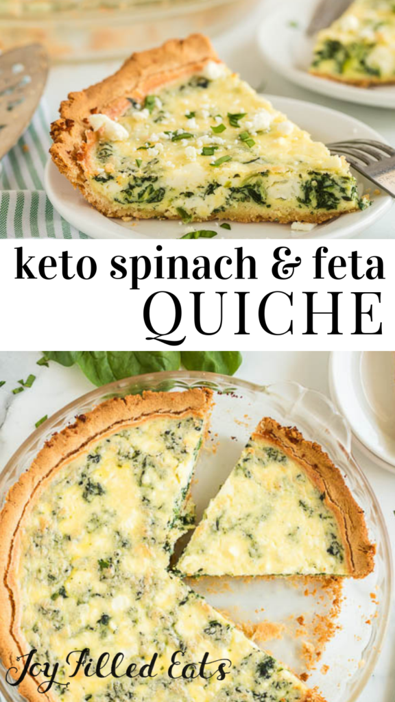 pinterest image for spinach & feta quiche