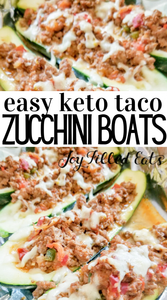 pinterest image for taco zucchini boats