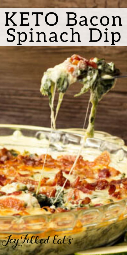 pinterest image for keto bacon spinach dip