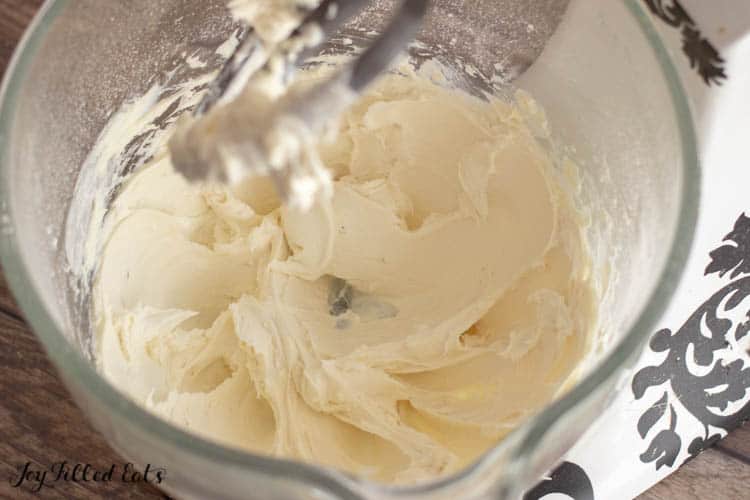 stand mixer of whipped cream cheese frosting