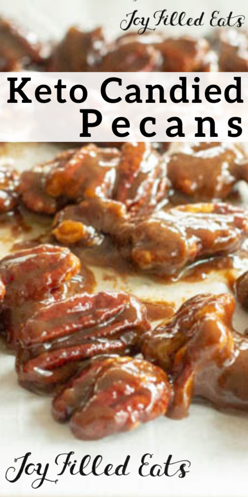 pinterest image for keto candied pecans