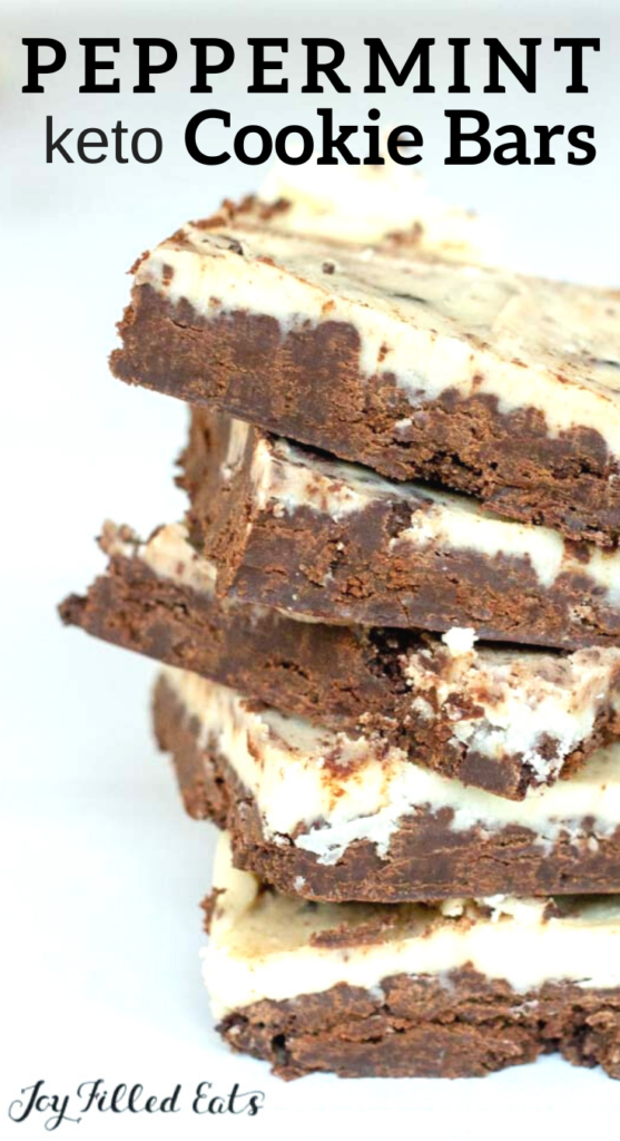 pinterest image for keto peppermint cookie bars